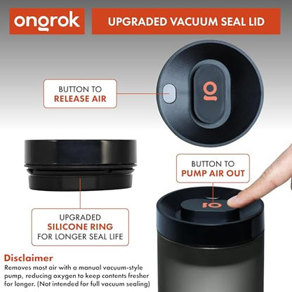 ONGROK Glass Storage Jar with Vacuum Pump Technology, Air Proof Containers to Preserve Smell and Aroma (400ml (1oz)) - size: 400ml (1oz)
