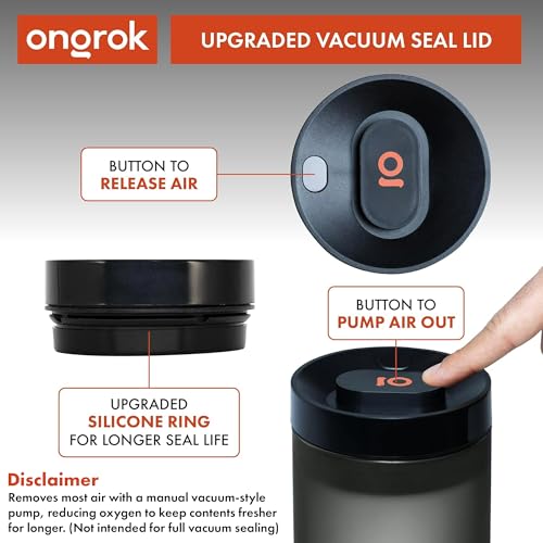 ONGROK Glass Storage Jar with Vacuum Pump Technology, Air Proof Containers to Preserve Smell and Aroma (1200ml (3oz)) - size: 1200ml (3oz)