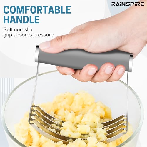 Rainspire XL Pastry Cutter For Baking, Heavy Duty Pastry Blender Stainless Steel, Thick Sharp Blades Dough Blender, Dough Cutter Butter Cutter Pastry for Easy Mixing, Dishwasher Safe, Grey - color: Gray