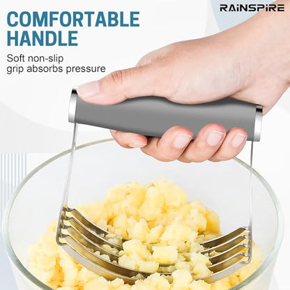 Rainspire XL Pastry Cutter For Baking, Heavy Duty Pastry Blender Stainless Steel, Thick Sharp Blades Dough Blender, Dough Cutter Butter Cutter Pastry for Easy Mixing, Dishwasher Safe, Grey - color: Gray