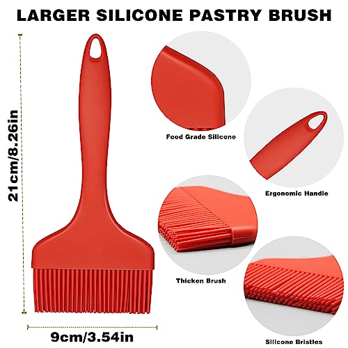 Silicone Basting Brush, Large BBQ Pastry Brush for Cooking, Extra Wide Basting Brush for Grilling Cooking Baking, Kitchen Brush Heat Resistant BBQ Food Brush for Sauce Butter Oil Marinades(Red)