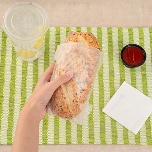 Restaurantware Plastic Food Wraps 1000 Pack of 10.75" x 12" Pre-Cut Clear Sandwich Wraps Disposable Pop-Up Microwavable Freezable Greaseproof Food Covers for Burgers, Snacks, And Take Out - size: 12" x 10.8"