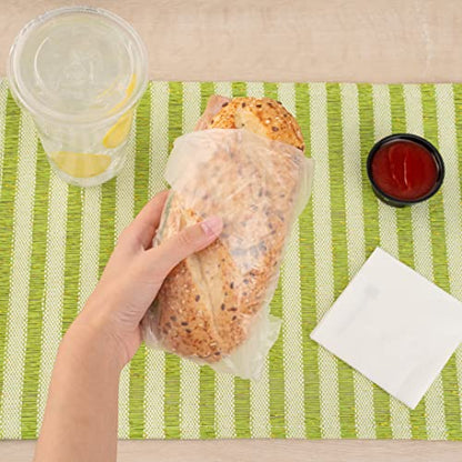 Restaurantware Plastic Food Wraps 1000 Pack of 10.75" x 12" Pre-Cut Clear Sandwich Wraps Disposable Pop-Up Microwavable Freezable Greaseproof Food Covers for Burgers, Snacks, And Take Out - size: 12" x 10.8"