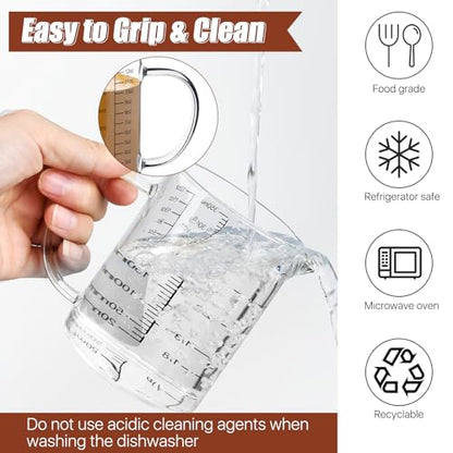 3 Pack Glass Measuring Cups,1-Cup,2-Cup,4-Cup Measuring Jugs with Handle &V Shaped Spout,3 Scales(Oz,Cup,Ml) High Borosilicate Glass Measuring Cup for Liquid Kitchen-Microwave Freezer Safe