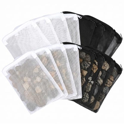 20PCS 7.9 X 5.8 Inch Aquarium Filter Media Bag Extra Fine 100μm Reusable Aquarium Mesh Bags with Zipper, White & Black Filter Mesh Bag for Fish Tank Activated Carbon, Ceramic Rings