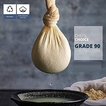 Grade 100 Cheese Cloth for Straining & Cooking; 78x44 Inch; 100% Unbleached Cotton Cheesecloth 24 Sq.Ft; Reusable, Butter Muslin Fabric, Ultra Fine Cooking - Nut Milk Strainer & Filter (2 Yard)