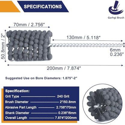 Garhgi 2 Inch (50.8mm) Cylinder Hone Tool, Flexible Resilient 240 Grit Ball | Silicon Carbide for Engine Brake Rotors Cylinders Camshaft Bearings Piston Rings Surface Finishing Crosshatching Deglazing - size: 2.000"(50.8mm), style: 240 Grit