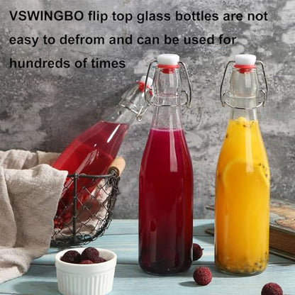 6 Pack 12 oz swing top glass bottles,flip top glass bottles 12 oz with airtight lids for Home Brewing,2nd Fermentation,Kombucha,Kefir,Vanilla Extract,Juice,Tea,Beverages,Soda,Oils,Vinegar,Limoncello