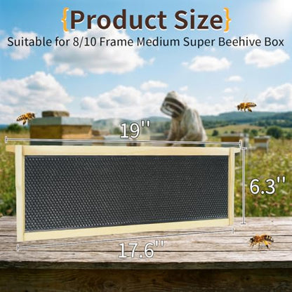 Medium Super Beehive Frames and Wax Foundations, Honey Bee Frames with 100% Beeswax Coated Foundation Sheets, Bee Hive Frame and Foundation 10 Pack