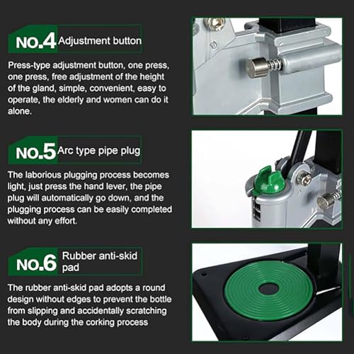 Manual Capping Machine, Bottle Capper Wine Bottle Cap Pressing Machine, Bottle Height 100-500mm, Applicable Bottle Cap 26mm-29mm, Crown Bottle Caps for Beer, Oil Bottles, Soda Drinks, Etc.