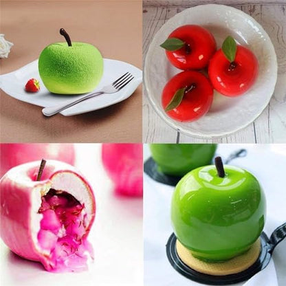 OCPO KITCHEN Apple Silicone Mold for Baking Mousse Cake Dessert Pastry Chocolate Fruit Pudding Jelly Ice Cream Christmas Cake Decoration Mold, Non-Stick and Easy Release, Apple Shape (8-Cavity) - style: Apple (8-Cavity)
