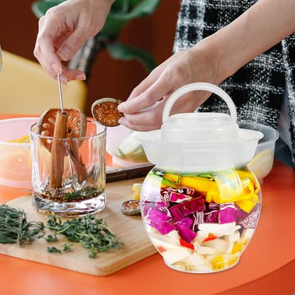 Ciieeo Clear Pet Fermentation Jar with Airtight Water Seal Lid Food-grade Pickle Canning Container for Sauerkraut Wine Brewing Kit Transparent Storage for Home and Restaurant Use