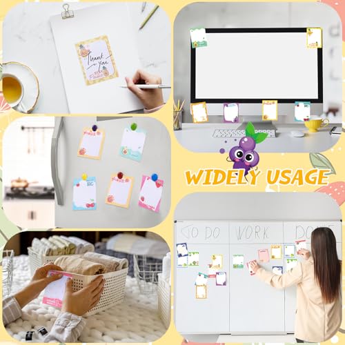 Chiisong 12 Pcs Fun Inspirational Sticky Notes 3 x 4 Inch Motivational Fruit Notepads Cute Post Positive Appreciation Sticky Notes Positive Gifts for Office Nurse Coworkers Supplies - style: Motivational Fruit