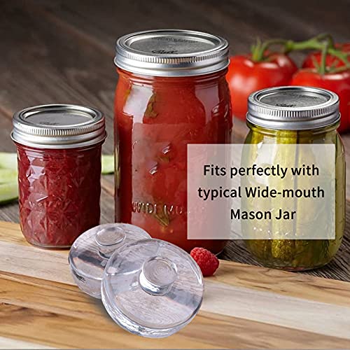 Eleganttime 4 Pack Easy Grip Handle Glass Fermentation Weights Great Mason Jar Wide Mouth Canning Fermenting Pickling Sourkrout Kraut Weight Fermentation Kit - color: Glass Weight with grip-4pcs