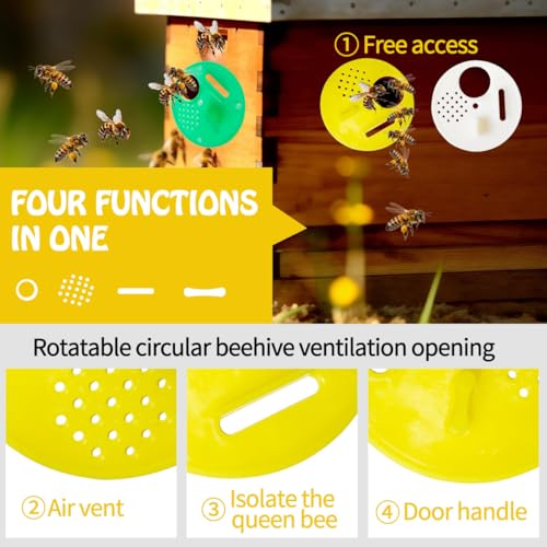 Yahpetes 15 Pcs Bee Nest Door Beekeeping Tools 2.68'' Bee Round Beehives Vents Plastic Vents Bee Hive Nuc Box Entrance Gate Beekeeping Tool (Bee Nest Door)