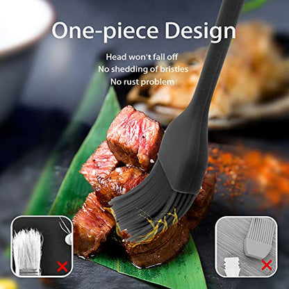 Silicone Basting Pastry Brush - Cooking Brush for Oil Sauce Butter Marinades, Food Brushes for BBQ Grill Kitchen Baking, Baster Brushes Baste Pastries Cakes Meat Desserts, Food Grade, Dishwasher Safe - color: 2 Pack - Black, Orange