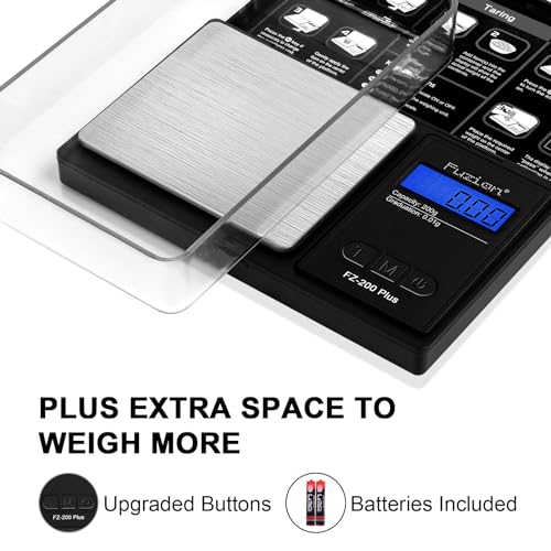 Fuzion Digital Pocket Gram Scale .01 Gram Accuracy, 200g Mini Gram Scale, Small Scale for Food, Jewelry, Herb, Spice, Coin - Weight Gram and Oz