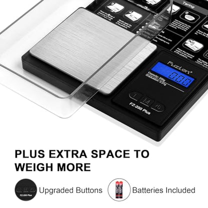 Fuzion Digital Pocket Gram Scale .01 Gram Accuracy, 200g Mini Gram Scale, Small Scale for Food, Jewelry, Herb, Spice, Coin - Weight Gram and Oz - color: Black, size: 200g with Tray