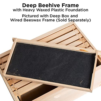 Stoney Acres Beekeeping Beehive Frame, Waxed Plastic Foundation, Deep Assembled, Honey Bee Hive, Amish Made