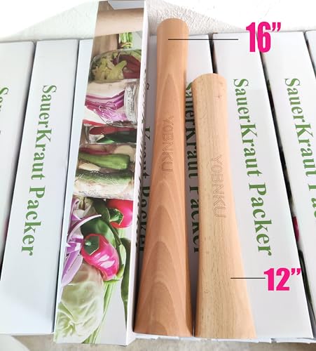 16"Heavy Cabbage Pounder Natural Beech Wood for Fermentation Crocks Sauerkraut pounder/Tamper Packing Down Fermented Foods like Kimchi - size: 16 Inch