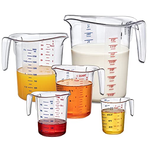 Amazing Abby - Melissa - Plastic Measuring Cups (5-Piece Set), Food-Grade Measuring Jugs, 1/2/4/8/16-Cup Capacity, Unbreakable, Stackable, Dishwasher-Safe, Great for Oil, Vinegar, Flour, and More - style: 5-Piece Set (1/2/4/8/16-Cup)