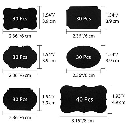 Wisdompro 190 Pcs Chalkboard Labels, Waterproof Blackboard Stickers | Multiple Sizes, Durable Vinyl, Reusable, Removable, for Storage Bins, Food Container, Mason Jars, Bottles - size: Small, Medium