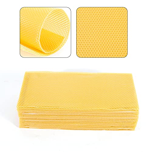 AngelcityCC 30 Pcs Beeswax Sheets Beeswax Foundation Sheets for Candle Making Natural Bee Wax Honeycomb Sheets for Hives (41.5cm x 19.5cm)