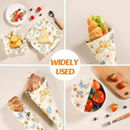 Beeswax Wraps for Food – Reusable Beeswax Bread Bag & Sandwich Wrap | Organic & Eco-Friendly,Sustainable Bees Paper,Retain Freshness,Perfect Alternative to Aluminum Foil Sourdough Storage - color: 1 Pack（Flower）