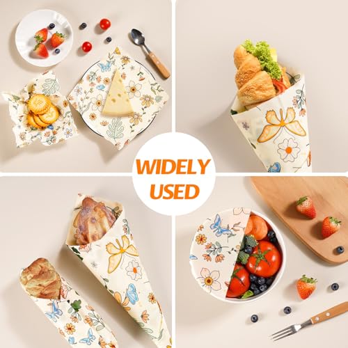 9 Pack Beeswax Wraps for Food – Reusable Beeswax Bread Bag & Sandwich Wrap | Organic & Eco-Friendly,Sustainable Bees Paper,Retain Freshness,Perfect Alternative to Aluminum Foil Sourdough Storage - color: 9 Pack（Flower）