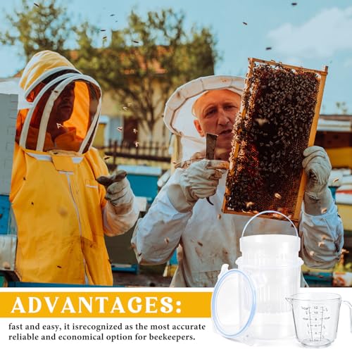 Qualirey Large Varroa Mite Detection Jar and Measuring Cup Leak Proof Varroa Checker for Helping Beekeepers Easily Count and Monitor (5.12 x 5.91 Inches) - size: Large