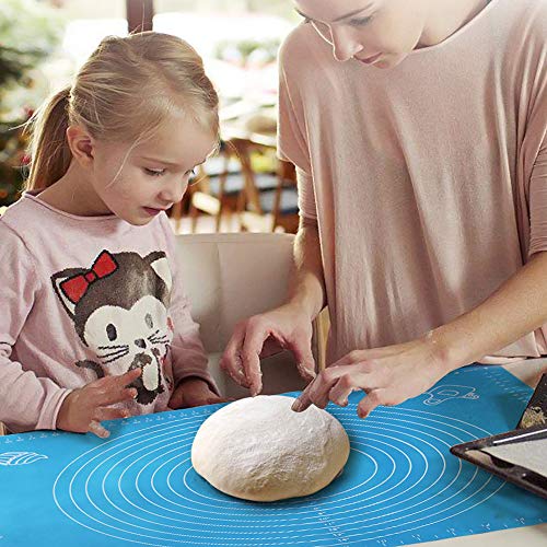 Kitchen Pasta Drying Rack Folding with Extra Large Silicone Baking Mat, iPstyle Spaghetti Drying Rack Noodle Stand 10 Bar Handles (Drying Rack + Baking Mat)