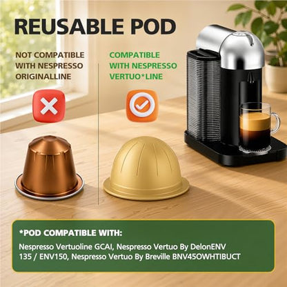 Descaling Kit Compatible with Nespresso Vertuo, 12 Month Supply-Includes 1 Bottle of Descaling Solution, 12 Cleaning Tablets & 2 Reusable Pods, Cleans Pod Area & Limescale, for Vertuoline