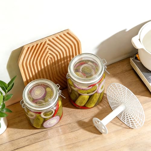 2 Pack 8.7 Inch Fermenting Press Plate with Adjustable Handle,Fermenting Jar Mesh Presser Flexible Cuttable Fermentation Press for Kimchi Sauerkraut Pickles, Reusable Fermenting Supplies