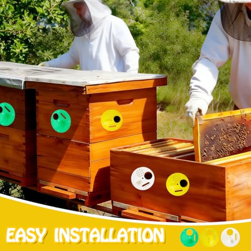 Yahpetes 15 Pcs Bee Nest Door Beekeeping Tools 2.68'' Bee Round Beehives Vents Plastic Vents Bee Hive Nuc Box Entrance Gate Beekeeping Tool (Bee Nest Door)