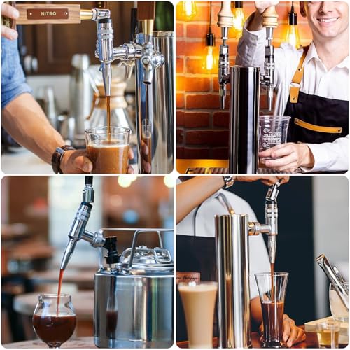 MRbrew Stout Beer Coffee Faucet – 304 Stainless Steel Keg Beer Tap for Cold Brew Coffee & Nitro Beer, Beer Faucet Homebrew Kegerator Tower Tap with Standard Black Plastic Tap Handle