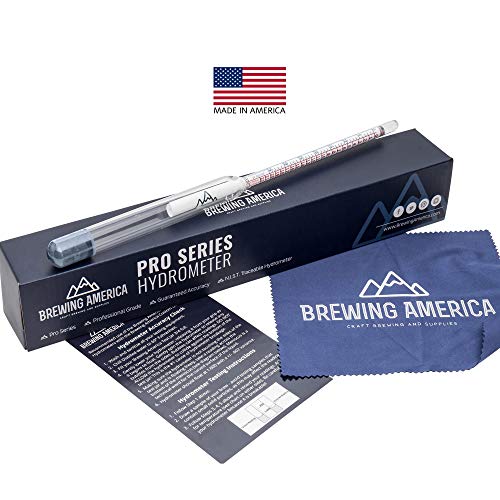 Brewing Hydrometer Alcohol Tester Kit: USA-Made Beer & Wine American-Made Specific Gravity ABV Test Pro Series Traceable & Borosilicate Glass Test Tube Jar & Brush