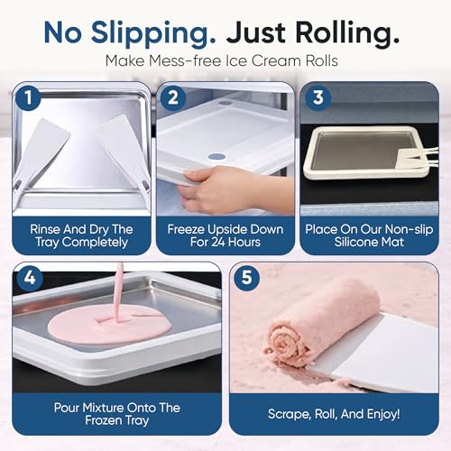Extra Large Rolled Ice Cream Maker (14"x10") - Make Instant IceCream w/the Family - Manual Roll Your Own IceCream - Roll Ice Cream Tray - color: White