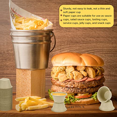 LeonBach 200 Pack 2oz Natural Sugarcane Paper Bowls, Compostable Paper Condiment Snack Sample Tasting Serving Cups Biodegradable Food Containers Small Dipping Cup - color: Brown, style: 2oz-200 Pack