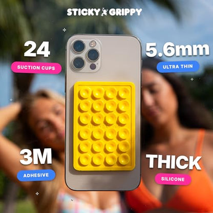 StickyGrippy Suction Phone Case Mount, Silicon Adhesive Phone Accessory for iPhone and Android, Hands-Free Fidget Toy Mirror Shower Phone Holder, Tiktok Videos and Selfies (White) - color: White