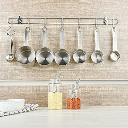 Measuring Cups and Spoons Set, Dry Metal Measuring Cup Set of 11, Stainless Steel Measuring Cups and Spoons, 5 Measure Cups and 5 Kitchen Measurement Spoons & Leveler - size: Set of 11
