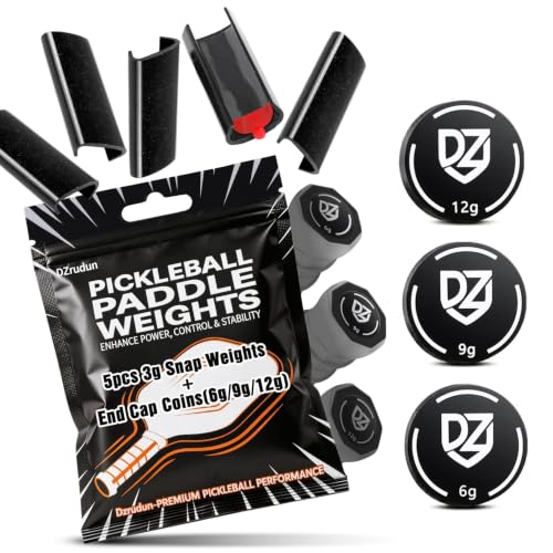 DZrudun Pickleball Paddle Weights,5x3g Snap Weights+End Cap Coins 6/9/12g | Lead-free clip-on pickleball weights for 16mm paddles, 27mm pickleball paddle cap weights for balance control stability