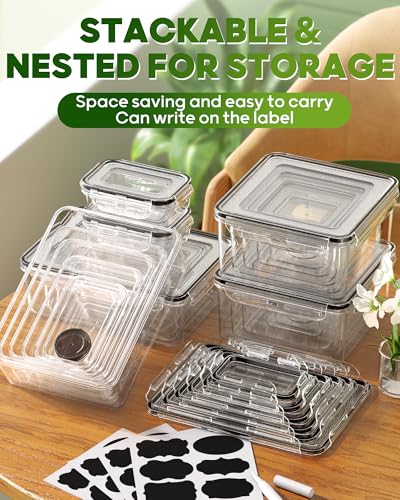 KEMETHY 60 PCS Food Storage Containers with Lids, BPA-Free Plastic Food Containers for Kitchen Storage, Leak Proof, Reusable Meal Prep Containers with Labels & Pen - color: 60 PCS