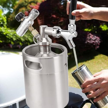 2L/67Oz Mini Keg Growler 150PSI Pressure Regulator Portable Pressurized Stainless Steel Home Keg System Kit Mini Keg Dispenser for Homebrew, Craft and Draft Beer