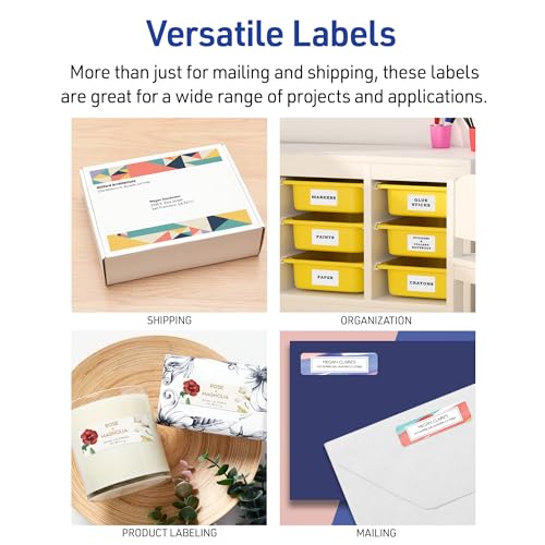 Avery Easy Peel Printable Address Labels with Sure Feed, 1" x 2-5/8" Customizable Stickers, White, 1,500 Blank Mailing Labels, Great for Mailing, Shipping, and More (2-Pack of 08160) - size: 0