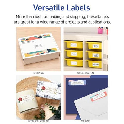 Avery Easy Peel Printable Address Labels with Sure Feed, 1" x 2-5/8" Customizable Stickers, White, 1,500 Blank Mailing Labels, Great for Mailing, Shipping, and More (2-Pack of 08160) - size: 0