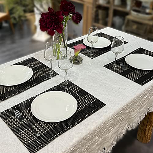 Set of 8 Pcs Bamboo Placemats Natural Anti-Slip Bamboo Placemats Washable Heat-Resistant Table Mats for Dining Room and Kitchen (Black+White) - color: Black+white, size: Set of 8 Placemat 17.7 x 11.8 inch