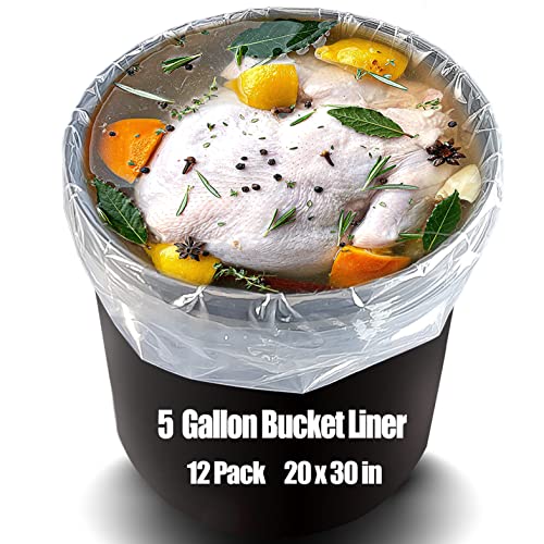 Brine Bag,12 Pack 4Mil 20"x30",Turkey Brine Bag with 50lb Wet Load Capacity,Brining Bags for Turkey Food Grade BPA Free,5 Gallon Bucket Liner Extra Heavy Duty Leak Proof