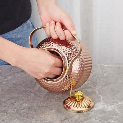 SANQIAHOME Antique 1.8L (60 Oz) Stainless Steel Teapot with Infuser Copper - color: Copper, size: 1.8 Liters