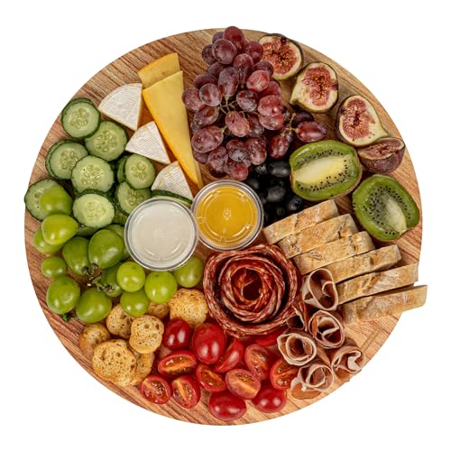 Cater Tek 13.8 Inch Charcuterie Boards, 10 Faux Wood Cheese Boards - Round, Stackable, Paper Cardboard Charcuterie Boards, Disposable, For Serving At Catered Events - Restaurantware - color: Natural, size: 13 3/4"
