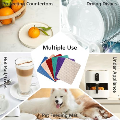 ZLR 4-in-1 Silicone Mat 12" x 12" / 305 x 306mm Square - Dish Drying Mat, Air Fryer Mat, Coffee Maker Pad & Heat Resistant Trivet (up to 450°F) - Non-Slip Food-Grade BPA-Free (Cassava White) - color: Cassava White, size: 12" x 12"